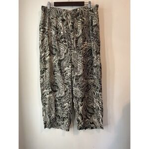 Vintage Bocabay Paisley Wide Leg Pants Pull On Elastic Waist Hreen Size XL Petit
